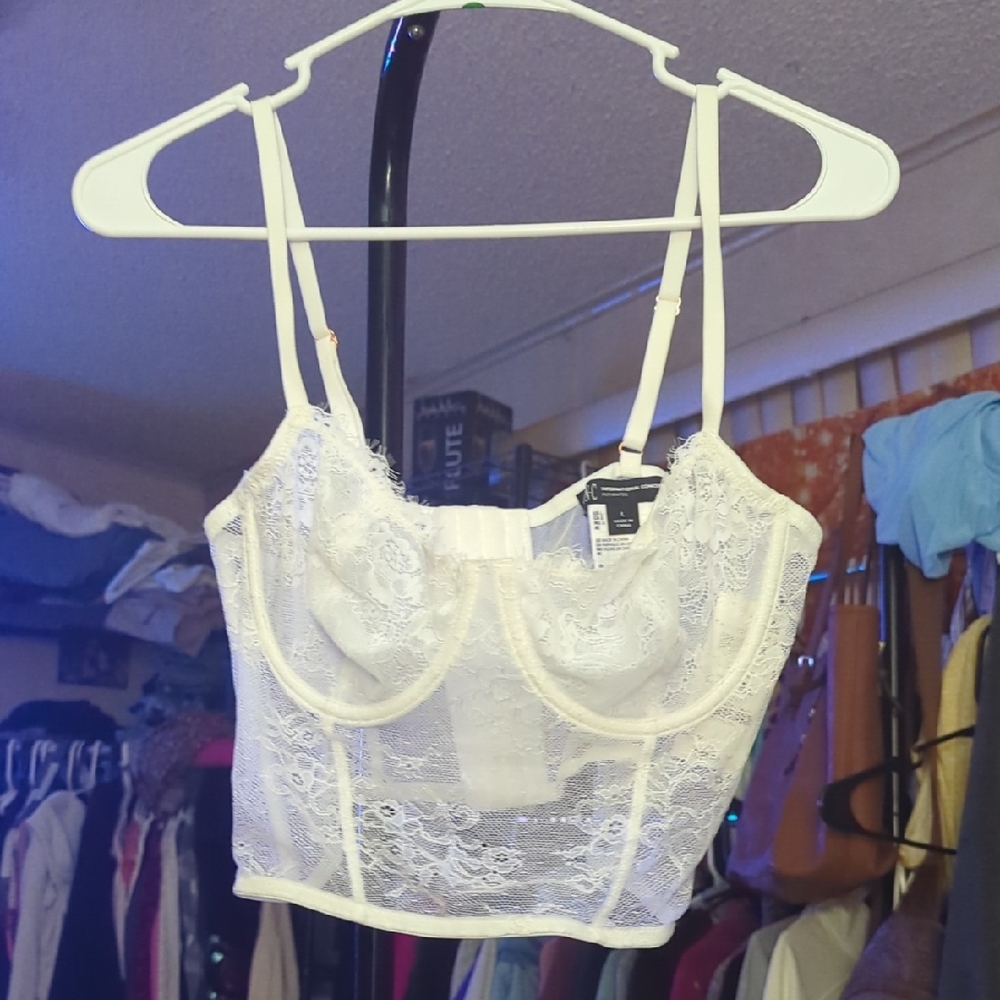 INC International Concepts White Lace Bustier